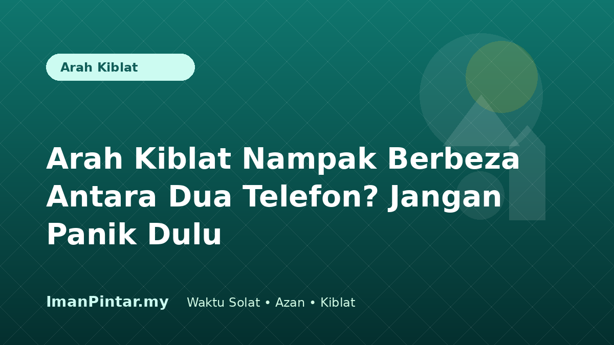 Foto stok landskap dua telefon membandingkan arah kiblat online